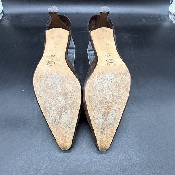 Talbots Vintage Brown Suede Kitten Heel Pointed Toe Mule Womens Size 7B - Picture 7 of 7